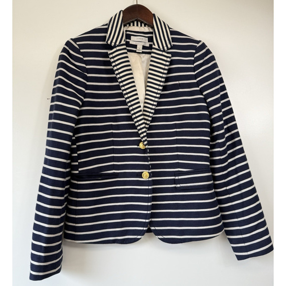 J. Crew Jackets & Blazers - J Crew Schoolboy Size 2 Blazer Navy Striped Preppy Old Money Nautical Academia